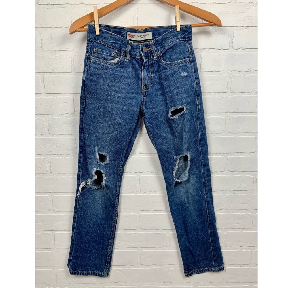 Levis Distressed 502 Regular Taper Leg Jeans SZ 8